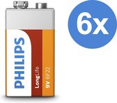 Piles 9V Philips - Alcalines - Pack Advantage 6 pièces