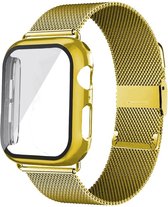 DrPhone APX1 - Siliconen Polsband - 40mm Metalen armband + TPU Hoesje - Geschikt voor Apple Watch 38/40/41mm - Goud
