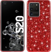 Samsung Galaxy S20 Ultra Hoesje - Mobigear - Glitter Serie - Hard Kunststof Backcover - Rood - Hoesje Geschikt Voor Samsung Galaxy S20 Ultra