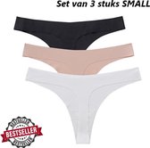 Vrouwenstring - 3 Stuks - Maat S - Naadloze String - Slip - Tailleslip - Lekvrije slipje - Ondergoed Vrouwen - Dames Lingerie - Sexy String / Slip