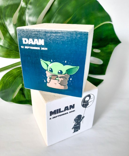 Houten spaarpot - Baby Yoda - Grogu - Jongen - Meisje - Mandalorian - Kraamcadeau - Hout - SVP NAAM EN GEBOORTEDATUM DOORGEVEN PER E-MAIL van Wooden City — afbeelding 4