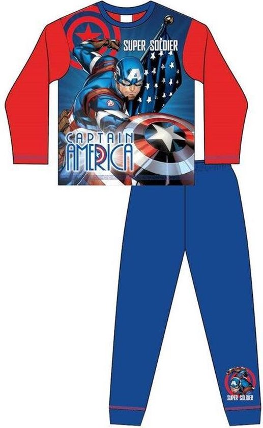 Klas Vrijwel veteraan Avengers - kinder-tiener-pyjama - Captain America - blauw /rood - maat  104/110 | bol.com