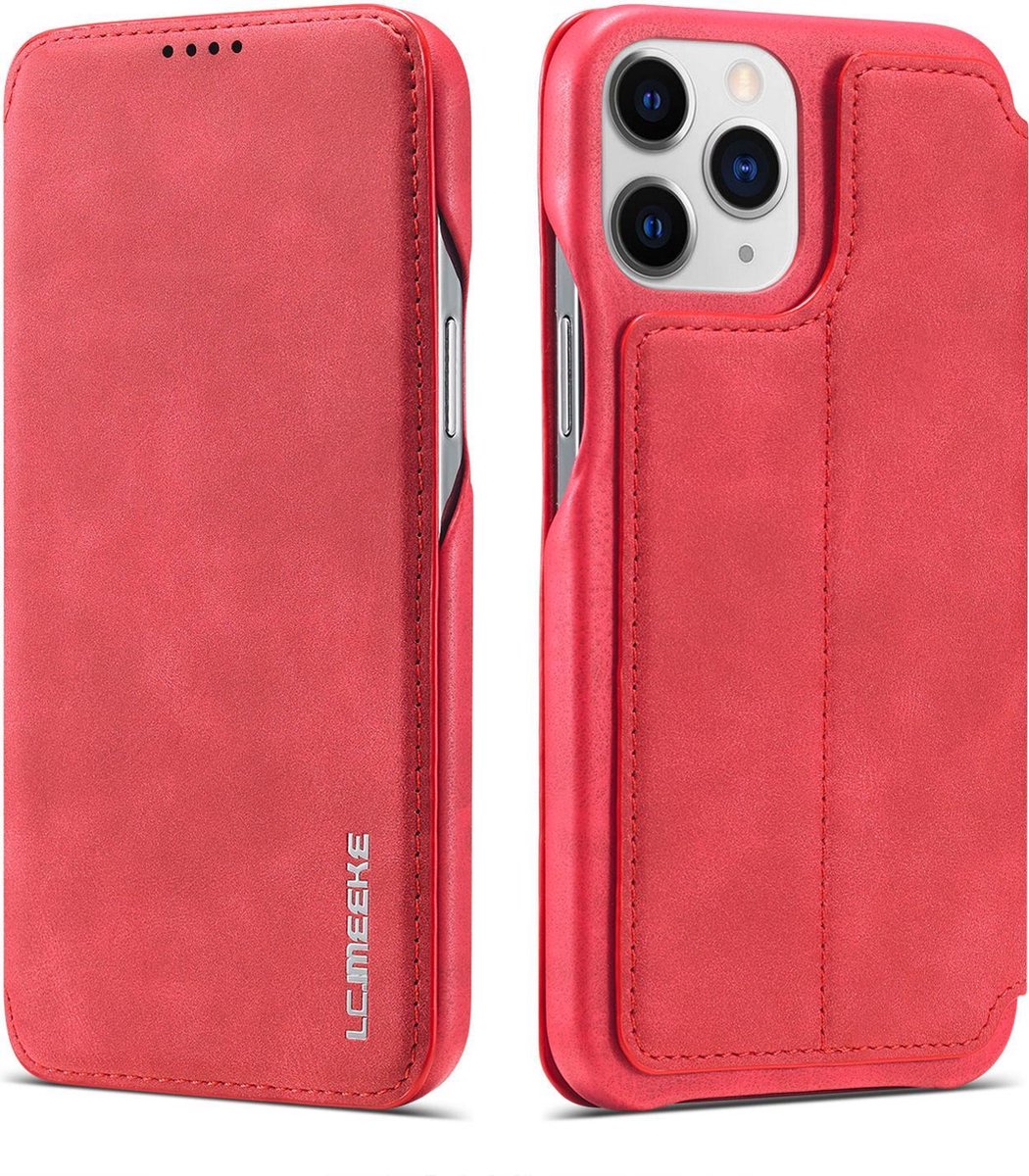 Luxe Telefoonhoesje voor Apple iPhone 12 | Hoogwaardig Leren Bookcase | Luxe Uitstraling | Flip Case | Portemonnee | Rood