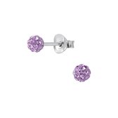 Joy|S - Zilveren 4 mm petit rond oorbellen - balletje - kristal lila paars