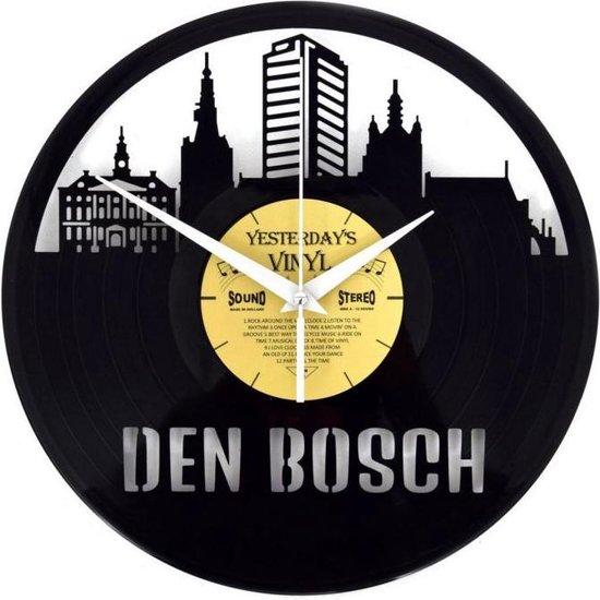 Vinyl Klok Skyline Den Bosch - Gemaakt Van Een Gerecyclede Plaat