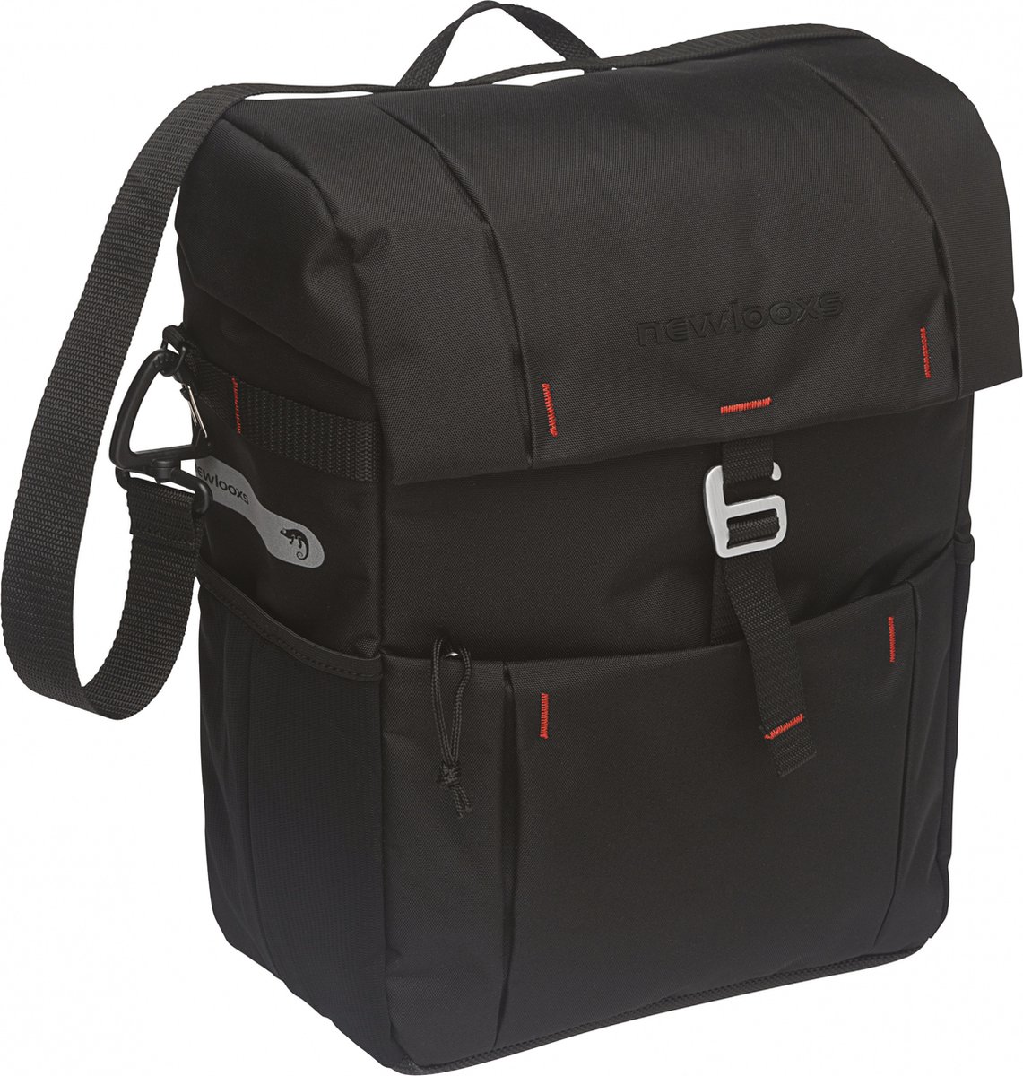 New Looxs Vigo Single - Enkele Fietstas - Waterdicht Polyester - Afneembare Fietstas - Met Extra Regenhoes en Schouderband - 18,5 Liter - Zwart