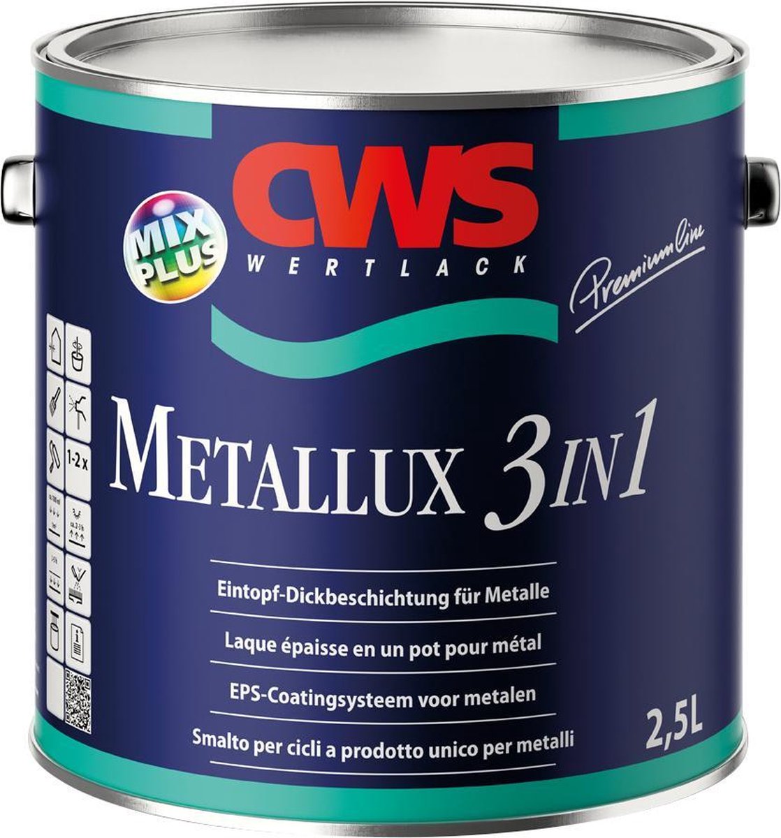 CWS Metallux 3in1 1L grijs aluminium RAL 9007