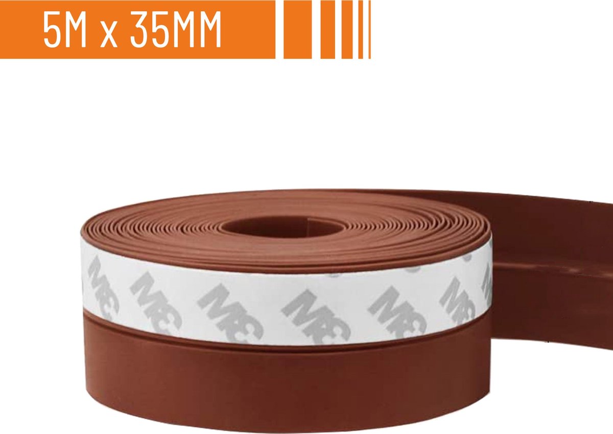Simple Fix Tochtstrip - 500cm x 3.5cm - Tochtstrips voor Deuren - Tochtstopper - Tochtrol - Tochtband - Tochthond - Zelfklevend en Isolerend - Bruin