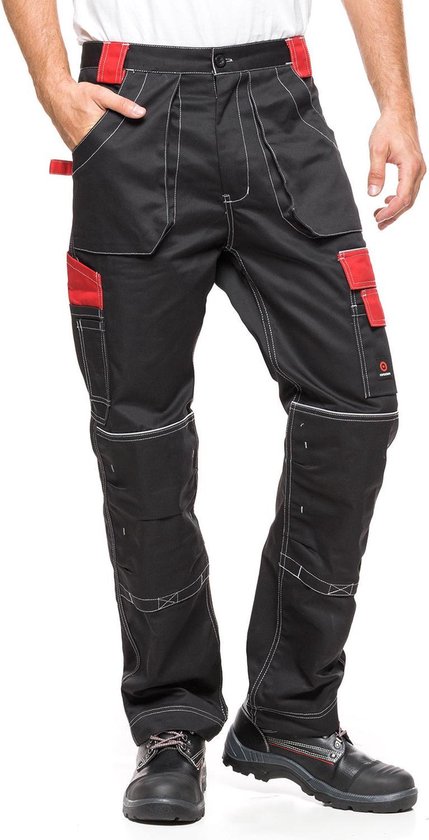 Avacore - Pantalon de Travail - Zwart avec Rouge - Taille 48 (86-90)