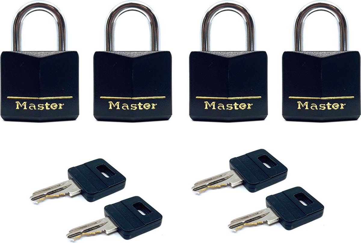 MasterLock 121Q - 4 hangsloten voor bagage incl. 4 sleutels - 3/4