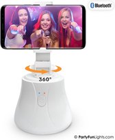 PartyFunLights - Bluetooth Slimme Gimbal Telefoonhouder - 360° Smart Tracking - voor selfie video, vlog en foto - wit