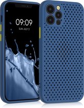 kwmobile Hoesje voor Apple iPhone 12 Pro Max - Telefoonhoesje in donkerblauw - Siliconen case met hitteafvoer