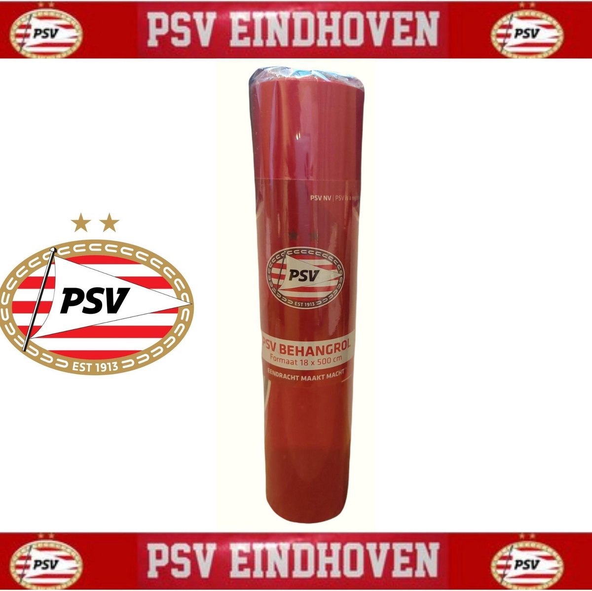 PSV Behang Behangrol Behangrand 500 x 18 cm - PSV Eindhoven - 5 meter Lange Behangrol - PSV Producten