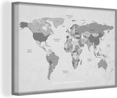 Canvas Schilderij Wereldkaart - Kleuren - Quote - Aarde - Canvasdoek - 90x60 - Wanddecoratie