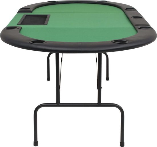 Thumbnail van een extra afbeelding van het spel Opklapbare pokertafel 3 vouw ovaal groen voor 9 spelers