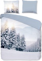 Housse de couette douce simple Snow Mountain | 140x200 / 220 | Lisse et couleur rapide | Sans repassage