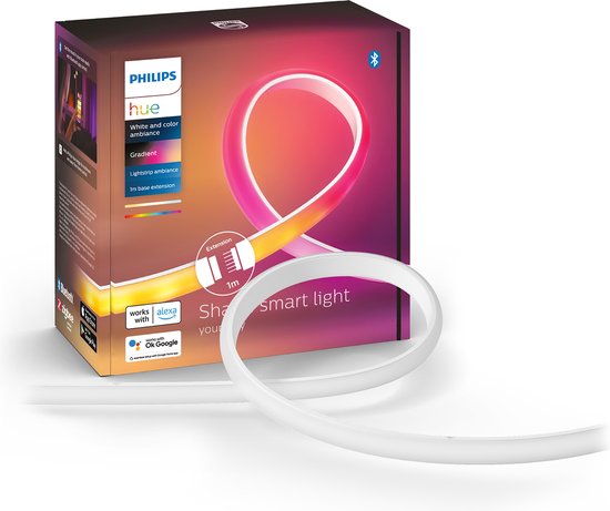 Laster hersenen invoegen Philips Hue gradient lightstrip 1 meter uitbreiding - White and Color  Ambiance - Bluetooth | bol.com