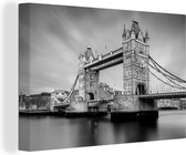 Canvas schilderij 180x120 cm - Wanddecoratie De Tower Bridge in Londen - zwart wit - Muurdecoratie woonkamer - Slaapkamer decoratie - Kamer accessoires - Schilderijen