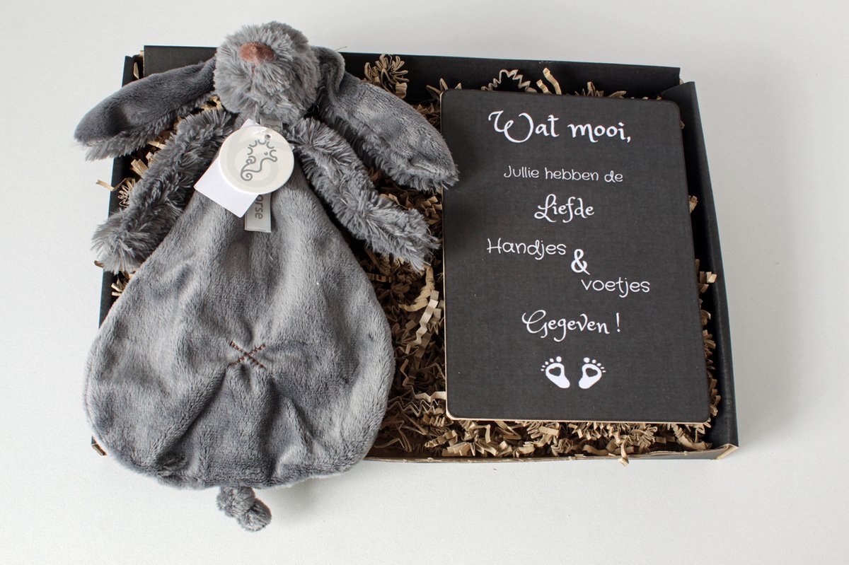 Goedkoopste Brievenbuscadeau Rabbit Richie grijs - zwanger - kraamcadeau - baby - happy horse