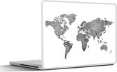 Laptop sticker - 11.6 inch - Wereldkaart - Vingerafdruk - Zwart - Wit - Kinderen - Jongens - Meisjes - 30x21cm - Laptopstickers - Laptop skin - Cover