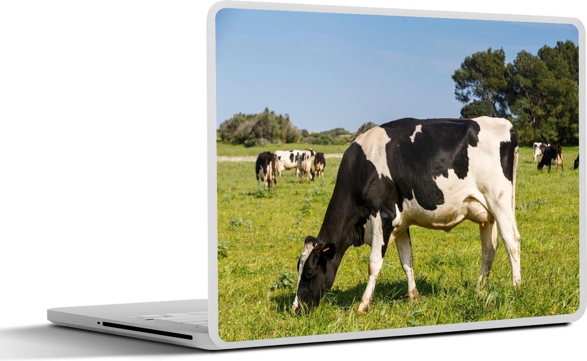 Laptop sticker - 13.3 inch - Koe - Gras - Dieren - Bos - 31x22,5cm - Laptopstickers - Laptop skin - Cover