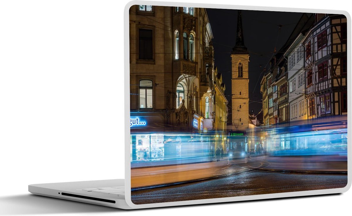 Afbeelding van product SleevesAndCases  Laptop sticker - 12.3 inch - Verlichting in de drukke straten van Erfurt