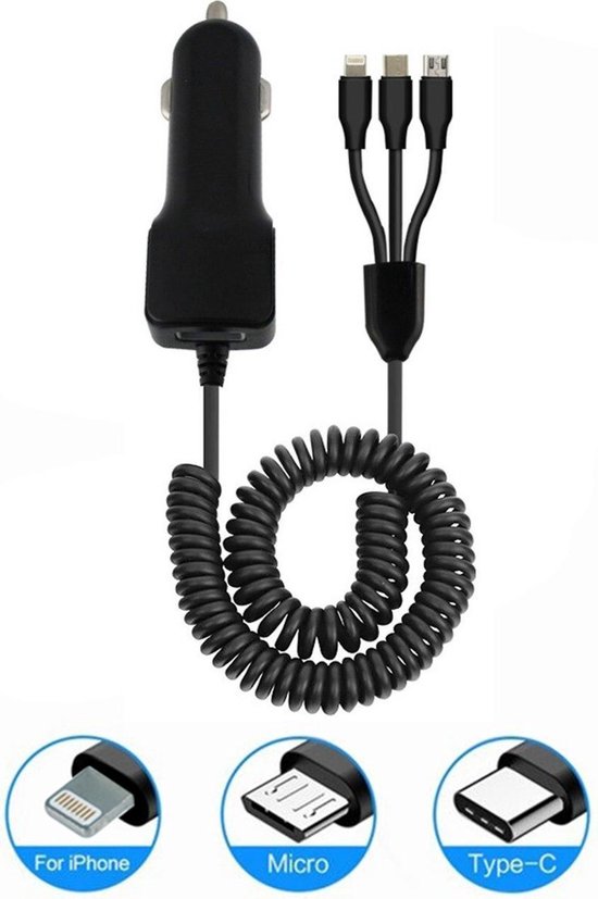 Tot ziens oneerlijk Technologie BSTNL – USB C auto oplader – 4 aansluitingen – geschikt voor Apple/Samsung  etc. | bol.com