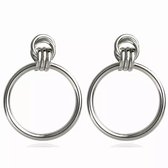 Oorbellen - zilverkleurig - statement vintage look - large hoop ringen