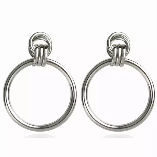 Boucles D'oreilles Créoles Vintage En Argenté - Occasion, état à Vérifier - Style Rétro Et Intemporel