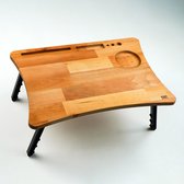 Laptoptafel- Bedtafel- Tafel Verhoger-Schoottafel-Inklapbaar Klaptafel-Metaal-Massief Hout