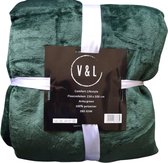V&L comfortlifestyle - Fleece deken - fleece plaid - 150 x 200 - 280 gsm - Legergroen