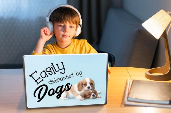 Autocollant pour ordinateur portable - 11,6 pouces - Citations - Proverbes - Chien - Facilement distrait par les chiens