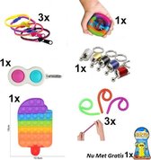 Fidget Toys Pakket - Set met 10 verschillende Fidget Toys: Fidget Zipper Rits , Simple Dimple, Pop It Fidget IJS , Fidget Auto Schakelpook , Monkey Noodles, Snapperz Rainbow // Gratis Jump El