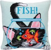 Kruissteekkussen CATCH A FISH! - Collection D'art - om te borduren