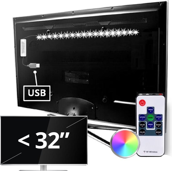 TV led strip | TV verlichting | TV Lamp | set met 1 RGB strip tot 32 inch |  bol.com