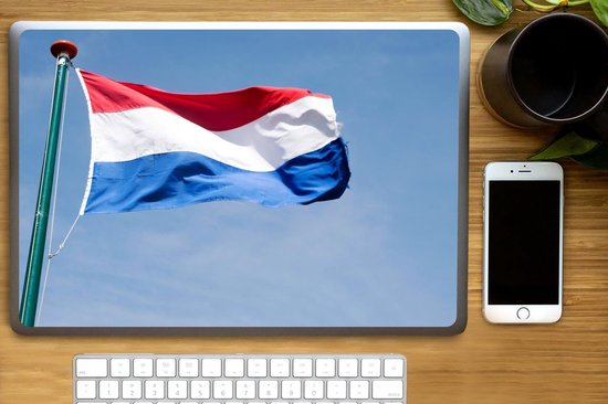 Autocollant pour ordinateur portable - 17,3 pouces - Drapeau des Nederland -Bas sur un mât sur fond de ciel bleu - 40x30cm - Autocollants pour ordinateur portable - Skin pour ordinateur portable - Housse
