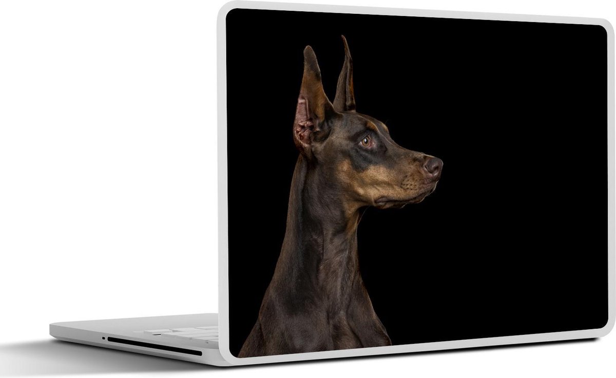 Afbeelding van product SleevesAndCases  Laptop sticker - 15.6 inch - Alerte hond op zwarte achtergrond