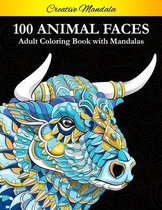 100 Animal Faces - Adult Coloring Book with Mandalas