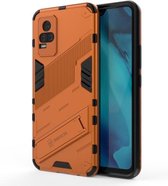 Voor vivo Y37 / V21e 4G Punk Armor 2 in 1 pc + TPU schokbestendig hoesje met onzichtbare houder (oranje)