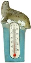 Koelkast magneetje zeehond 8 x 4 cm met thermometer