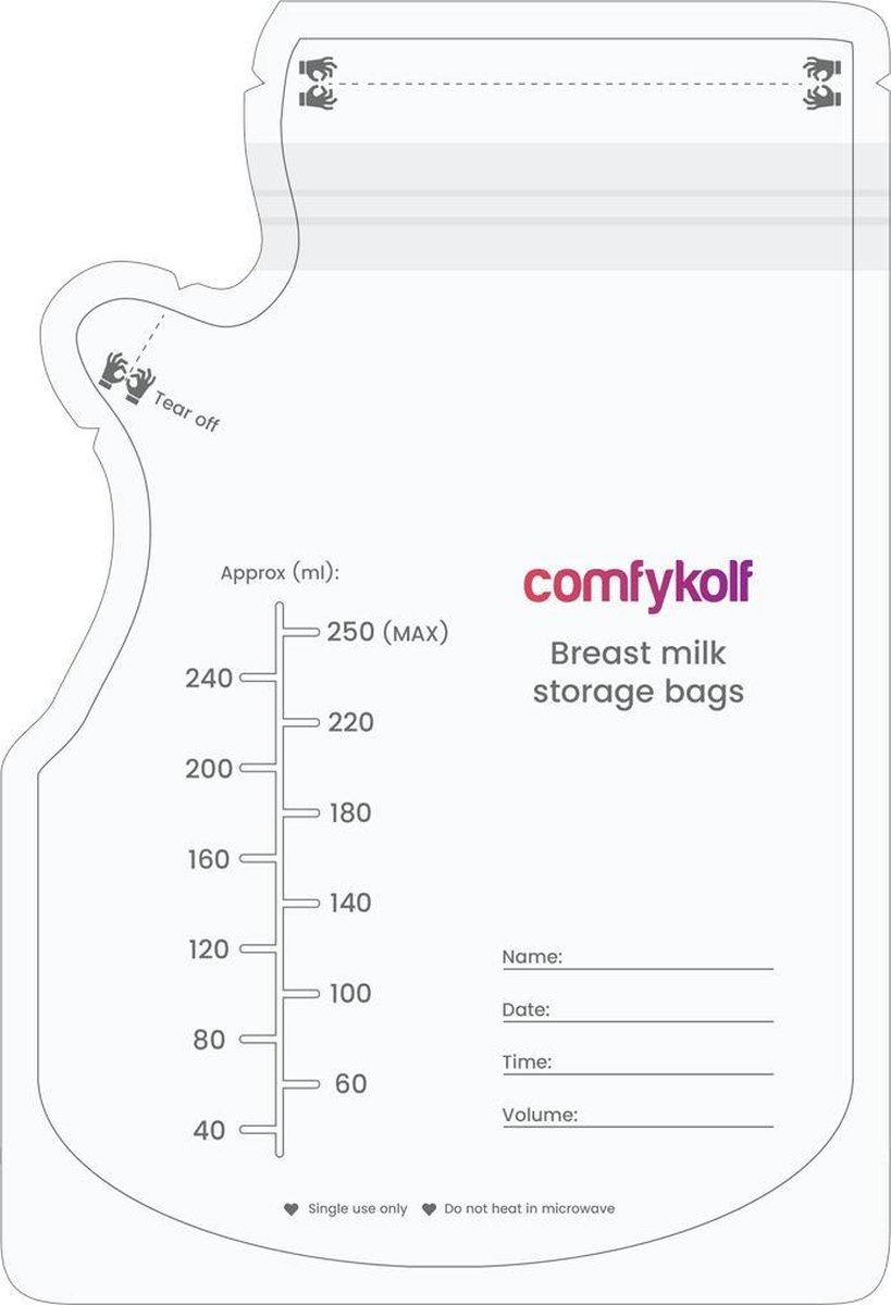 20 stuks ComfyKolf Melk Bewaarzakjes 250ml - Borstvoeding Moedermelk Melkzakjes - ComfyKolf