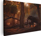 Artaza Canvas Schilderij Olifant In het Bos - 90x60 - Foto Op Canvas - Canvas Print - Muurdecoratie