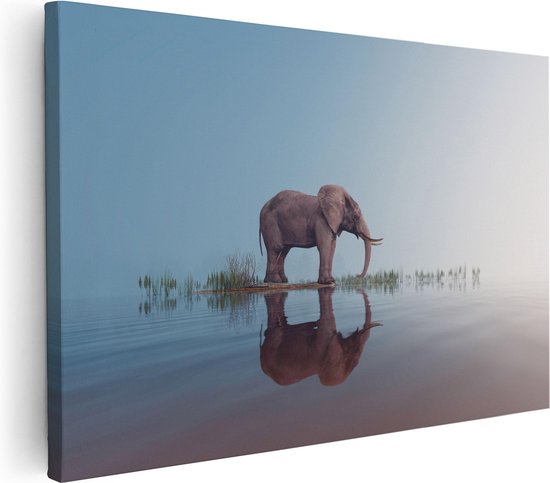 Artaza Canvas Schilderij Olifant Bij Het Water - 60x40 - Foto Op Canvas - Canvas Print