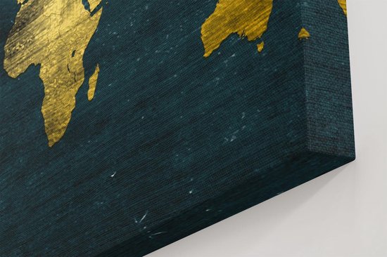 Artaza Toile Peinture Or Wereldkaart - 30x20 - Klein - Photo sur Toile - Impression sur Toile