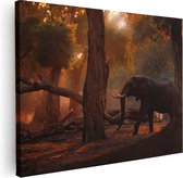 Artaza Canvas Schilderij Olifant In het Bos - 40x30 - Klein - Foto Op Canvas - Canvas Print
