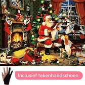 Schilderen Op Nummer Volwassenen Kerst Kerstman - 50x40 cm - Inclusief Tekenhandschoen - Paint By Number Volwassenen - Cadeau - Kerst - Sinterklaas - Kado