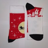 Vrolijke Mannen - Kerst - Sokken - Arreslee -  Rood Multi - Maat 40-46
