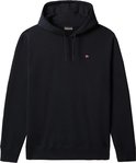 Donkerblauwe Napapijri hoodie voor heren met capuchon, koordjes en een klein Noors vlaglogo op de borst.