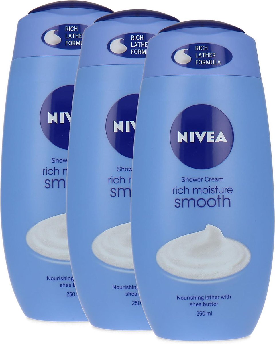 Nivea Rich Moisture Smooth Shower Cream - 250 ml (3 stuks)