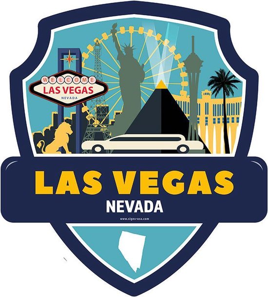 Signs-USA - Landmark - City USA - Las Vegas - Nevada - Wandbord - 28 x 31 cm